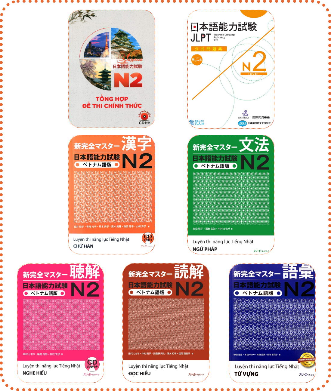 Lifestyle design[Tặng Kèm Miếng Dán Bàn Phím Tiếng Nhật] Bộ Sách Luyện Thi N2 Hiệu Quả – 7 Cuốn (5 Kỹ Năng Và Đề Thi Mẫu)