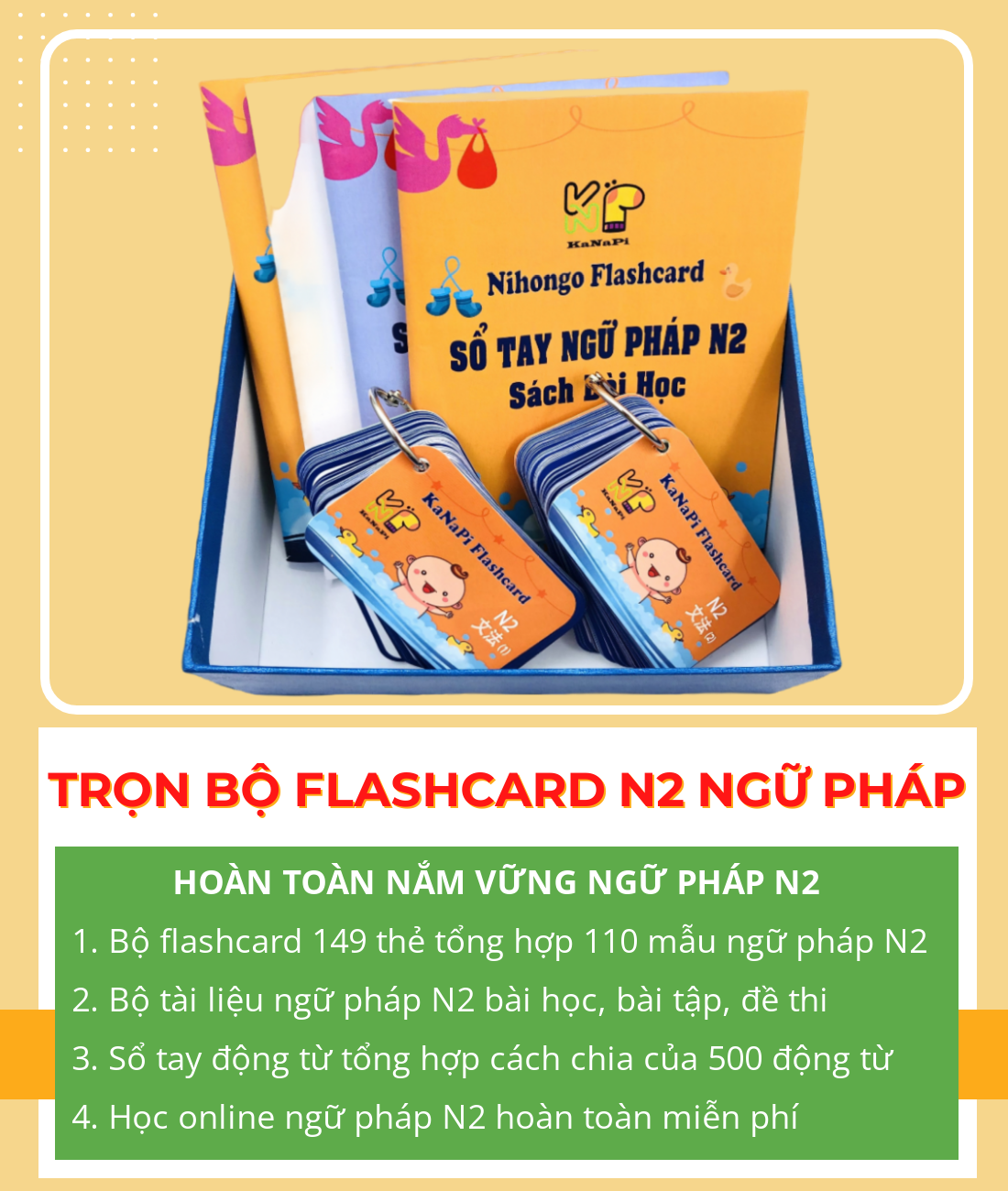 Trọn Bộ Flashcards N2 Ngữ Pháp (Thẻ Flashcard + Bộ Sổ tay ngữ pháp N2 + Sổ tay động từ + Học Online) – Kanapi Flashcard